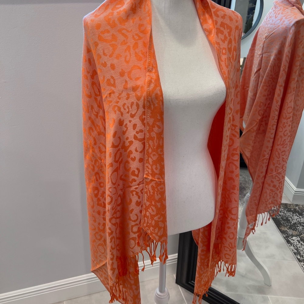 Orange Leopard Print Scarf